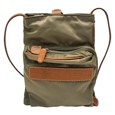 Auténtico Bolso de Hombro Felisi - 19-56 Caqui Marrón Oscuro Nylon Cuero Foto 1 de 4
