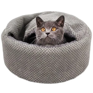 Washable Cat Bed - Round Soft, Cozy & Warming for Indoor Cats. Calming Kitten... - Picture 1 of 6