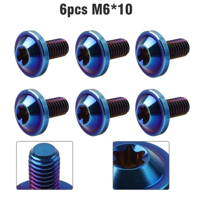 6pcs Alloy Bolts Truss Torx Head Screws M6x10mm For Bike Motorcycle Blue - Image 1 of 4