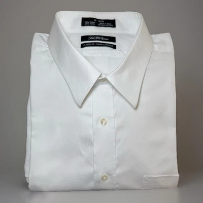 Saks Fifth Avenue White Sz 18 34/35 L/S Classic Fit Premium Button Dress Shirt - Image 1 of 4