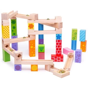 Bigjigs Toys Wooden Ball Fall Marble Run Play Set Tracks Game Blocks - Picture 1 of 4