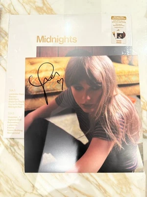 TAYLOR SWIFT Midnights: Mahogany Edition Vinyl W/ Hand Signed Photo (w/ HEART) - Image 1 of 4
