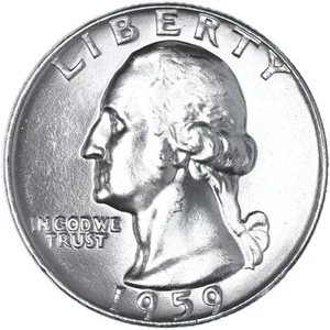 1959 D Washington Quarter 90% Silver Choice BU US Coin See Pics Y201 - Picture 1 of 3