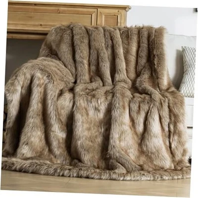  Manta de piel sintética, manta difusa de lujo ultra suave, felpa de pelo largo acogedora  Foto 1 de 4