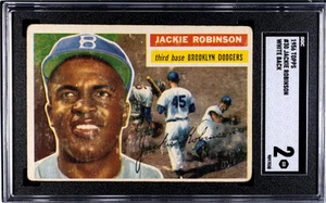 1956 Topps Jackie Robinson Rare White Back #30 SGC 2 BRIGHT COLORS - Picture 1 of 2
