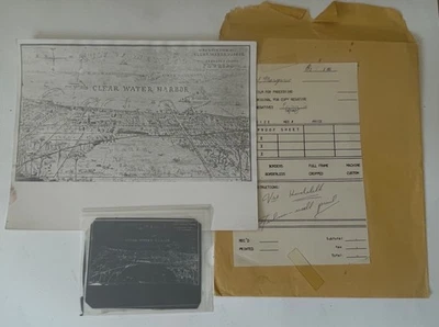 VTG Large Format 4x5 Negative & Photo 1886 Image GULF OF MEXICO Aerial View COA - Image 1 of 4