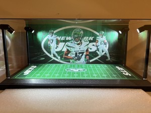 Garrett Wilson Custom 2 Mini Helmet display case w/ LED lights - New York Jets