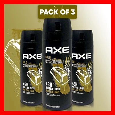 Axe Spray Gold Oud Wood Men desodorante spray corporal fresco 150 ml (5 oz) paquete de 3 Foto 1 de 4