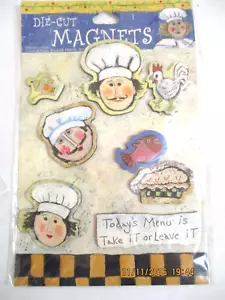 Vintage Die-cut Chef Set of 8 Magnets unused - Picture 1 of 3