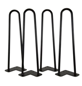 WEN 16-Inch Mid-Century Modern Satin Black Hairpin Table Legs, 1/2" Dia Set of 4 - Picture 1 of 8