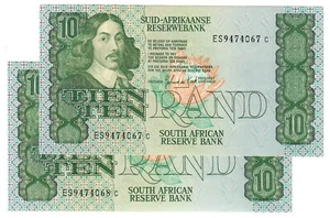 South Africa 2x 10 Rand 1978 (1985) aUNC "de Kock" Sequential - Picture 1 of 2