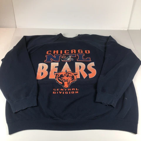 90s Chicago Bear Sweatshirt Adult Extra Extra Extra Large Blue Thrashed Crewneck Cover
