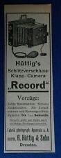 Werbung Hüttig Schlitzverschluss Klapp-Camera Record Annonce 1905 Dresden