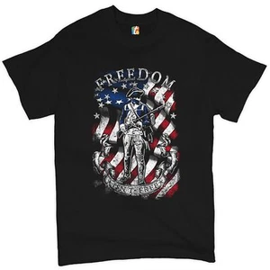 Freedom Isn't Free T-shirt Independence Liberty American Flag Men's Tee - Picture 1 of 25