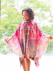 Camilla Silk What Lies Beneath High Neck Ruff Swing Dress - Picture 1 of 14