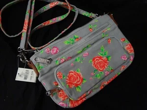 VICTORIAS SECRET LOVE PINK  FLORAL CANVAS CROSS BODY PURSE BAG NWT - Picture 1 of 2