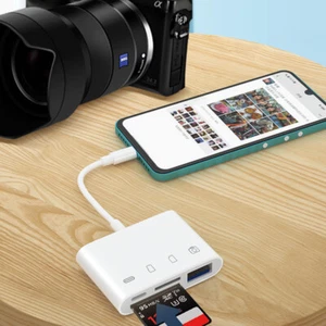 4 in1 USB to Card Reader Adapter USB Camera Micro SD Memory Slot for iPhone iPad - Afbeelding 1 van 2