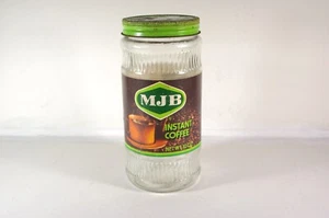 Vintage MJB Instant Coffee Jar Circa 1977 With Paper Label Some Rust on Lid - Picture 1 of 11