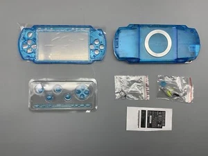 New For PSP 1000 Replacement Full Housing Shell Case Cover w/ Buttons Clear Blue - Picture 1 of 9