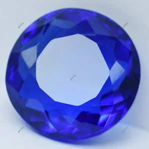 BLUE Tanzanite Round Cut 72.65 Ct Lab-Created CERTIFIED Loose Gemstone Huge Size - Picture 1 of 12