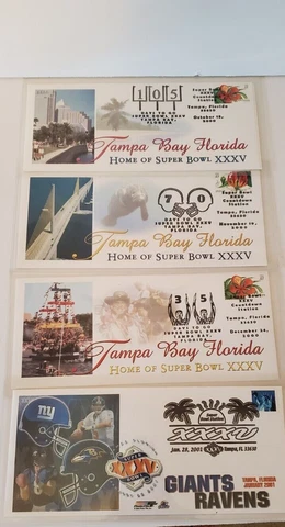 LIMITED POSTAGE ENVELOPE , GIANTS, RAVENS  2001  XXXV L .ADD. HIST. FOOTBALL NEW Cover