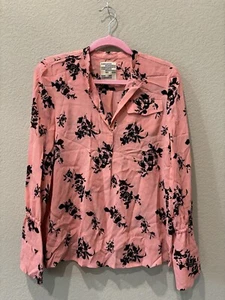 Camicetta Baum Und Horsegarten rosa nera floreale chiffon manica lunga donna M - Foto 1 di 5