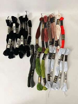 DMC Embroidery Floss Cross-stitch 27 Skeins Cotton Various Colors Made in France - Image 1 of 4