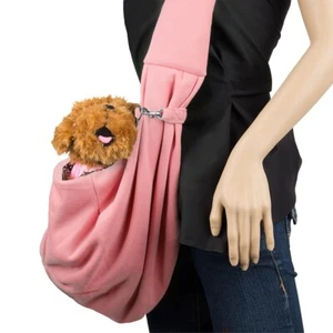 Pink Hands-free Sling Pet Dog Cat Carrier Outdoor Travel Nylon Soft Shoulder Bag - Picture 1 of 5