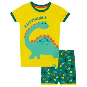 Dinosaur Short Pyjamas Kids Boys 18 24 Months 2 3 4 5 6 Years PJs Set Yellow - Picture 1 of 8