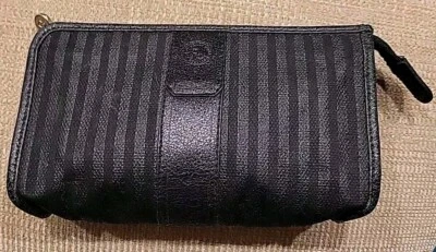 Estuche de Viaje Cosmético Fendi Vintage Rayas Cambio Monedero S.A.S. Lona Italia Foto 1 de 4