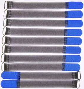 10 Klett Kabelbinder 200 x 20 mm blau FK Kabelklettband Kabelklett Klettband Öse - Picture 1 of 9