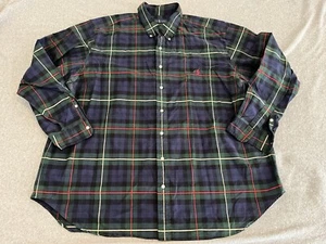 Ralph Lauren Long Sleeve Flannel Plaid Button Up Shirt Green Blue Mens 2XB - Picture 1 of 7