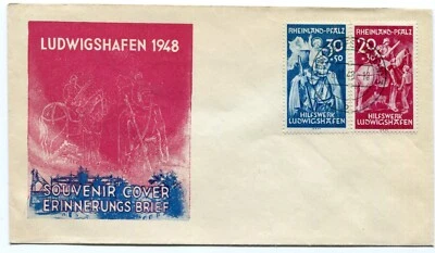 GERMANY FRENCH ZONE RHINE PALATINATE 1949 6NB1-6NB2 USED BLANCO COVER SCHLEGEL - Image 1 of 2