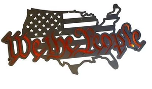 We the People Patriot Art - Black & Red - Metal Wall Flag - Made in the USA - Picture 1 of 3