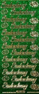 Stickerbogen Einladung Schrift gold grün glitzer 23 x 10 cm Neu - Bild 1 von 1