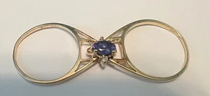 Blue Sapphire & Diamond Reversible 14K (3.52 g) Flip Ring Size 6.5 - Picture 1 of 12