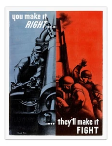 You Make It Right...They'll Make It Fight | Póster vintage de la Segunda Guerra Mundial -Sin marco - IMPRESIÓN - Imagen 1 de 3