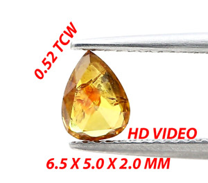 Loose Natural Diamond 0.52TCW Reddish Yellow Sparkling Pear Full Cut for Pendant