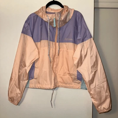 Cortavientos Columbia para mujer retro panel pastel con capucha cremallera XL NUEVO SIN ETIQUETAS Foto 1 de 4