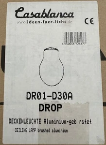 Deckenleuchte DROP E27 IP20 opal weiß-matt Casablanca Aluminium gebürstet DR01-D - Bild 1 von 4