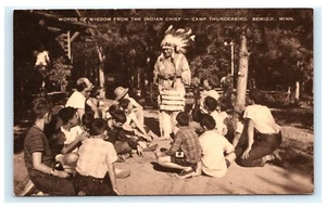 Words of Wisdom Indian Chief Camp Thunderbird Bemidji MN Minnesota Postcard A15 - Picture 1 of 2