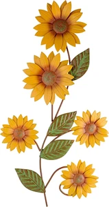 25 Inch Metal Sunflower Wall Decor Rustic Yellow Hand Painted Indoor Outdoor Dec - Picture 1 of 12