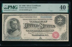 AC Fr 240 1886 $2 Silver Certificate PMG 40 - Picture 1 of 2