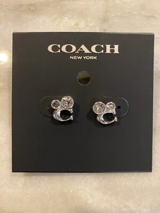 *COACH* ~ Signature "C" Crystal Stud Earrings ~ Sterling Silver Posts ~ (C9450) - Picture 1 of 5