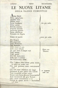 Le Nuove Litanie della Nazion Piemontese - Torino satira 1800 Repubblica Raro - Picture 1 of 2