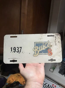 1960s 1937 Buick 8 Automobile Booster License Plate Heavy Steel Car Dealer - Picture 1 of 4
