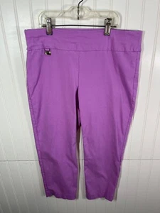 Alfani Pull On Mid Rise Crop Skinny Pants Size 8 Purple Tummy Control Capri - Picture 1 of 4