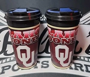 (2) Oklahoma Sooners Holographic Travel Cups W/Lids MADE IN USA - Picture 1 of 3