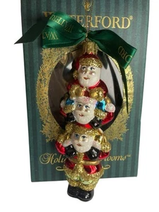 Vintage Waterford Holiday Heirlooms Blown Glass Ornament THREE SANTAS #116609 - Picture 1 of 9