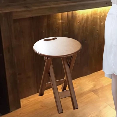 Round Fold Stool Furniture Non Slip Feet Folding Bar Stool - Image 1 of 4